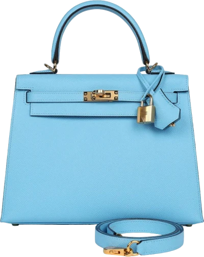Hermes Kelly Sellier 25 Celeste Epsom Gold Hardware Hermes Kelly Sellier 25 Celeste Epsom Gold Hardware