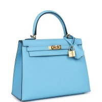 Hermes Kelly Sellier 25 Celeste Epsom Gold Hardware Hermes Kelly Sellier 25 Celeste Epsom Gold Hardware
