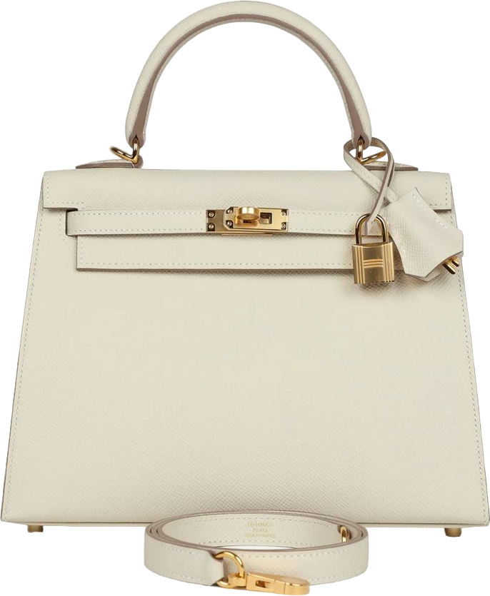 Hermes Kelly Sellier 25 Craie Epsom Gold Hardware