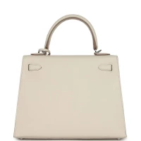 Hermes Kelly Sellier 25 Craie Epsom Palladium Hardware