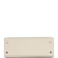 Hermes Kelly Sellier 25 Craie Epsom Palladium Hardware