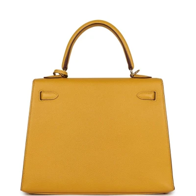 Hermes Kelly Sellier 25 Jaune Ambre Epsom Gold Hardware