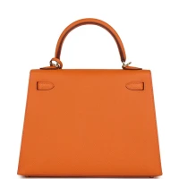 Hermes Kelly Sellier 25 Orange Epsom Gold Hardware