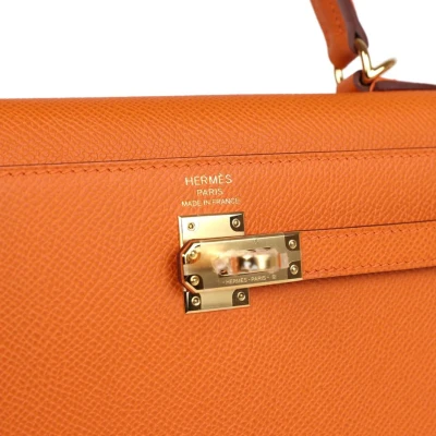 Hermes Kelly Sellier 25 Orange Epsom Gold Hardware