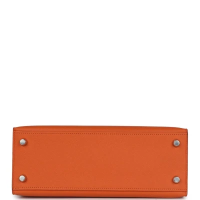Hermes Kelly Sellier 25 Orange Epsom Palladium Hardware