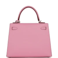 Hermes Kelly Sellier 25 Pink Verso Madame Palladium Hardware