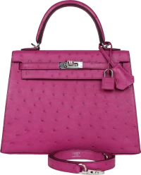 Hermes Kelly Sellier 25 Rose Pourpre Ostrich Palladium Hardware Hermes Kelly Sellier 25 Rose Pourpre Ostrich Palladium Hardware