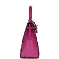 Hermes Kelly Sellier 25 Rose Pourpre Ostrich Palladium Hardware Hermes Kelly Sellier 25 Rose Pourpre Ostrich Palladium Hardware