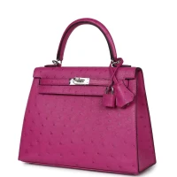 Hermes Kelly Sellier 25 Rose Pourpre Ostrich Palladium Hardware Hermes Kelly Sellier 25 Rose Pourpre Ostrich Palladium Hardware