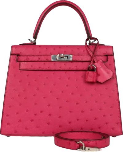 Hermes Kelly Sellier 25 Rose Tyrien Ostrich Palladium Hardware Hermes Kelly Sellier 25 Rose Tyrien Ostrich Palladium Hardware