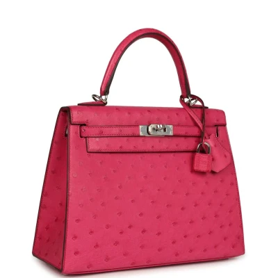 Hermes Kelly Sellier 25 Rose Tyrien Ostrich Palladium Hardware Hermes Kelly Sellier 25 Rose Tyrien Ostrich Palladium Hardware