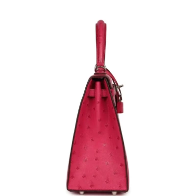 Hermes Kelly Sellier 25 Rose Tyrien Ostrich Palladium Hardware Hermes Kelly Sellier 25 Rose Tyrien Ostrich Palladium Hardware