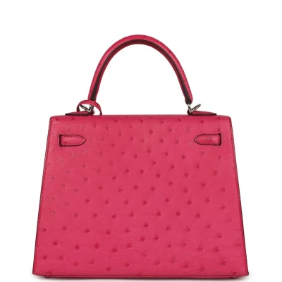 Hermes Kelly Sellier 25 Rose Tyrien Ostrich Palladium Hardware Hermes Kelly Sellier 25 Rose Tyrien Ostrich Palladium Hardware