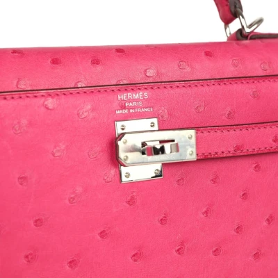Hermes Kelly Sellier 25 Rose Tyrien Ostrich Palladium Hardware Hermes Kelly Sellier 25 Rose Tyrien Ostrich Palladium Hardware