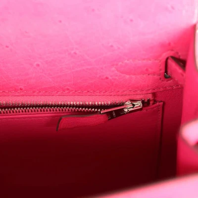 Hermes Kelly Sellier 25 Rose Tyrien Ostrich Palladium Hardware Hermes Kelly Sellier 25 Rose Tyrien Ostrich Palladium Hardware