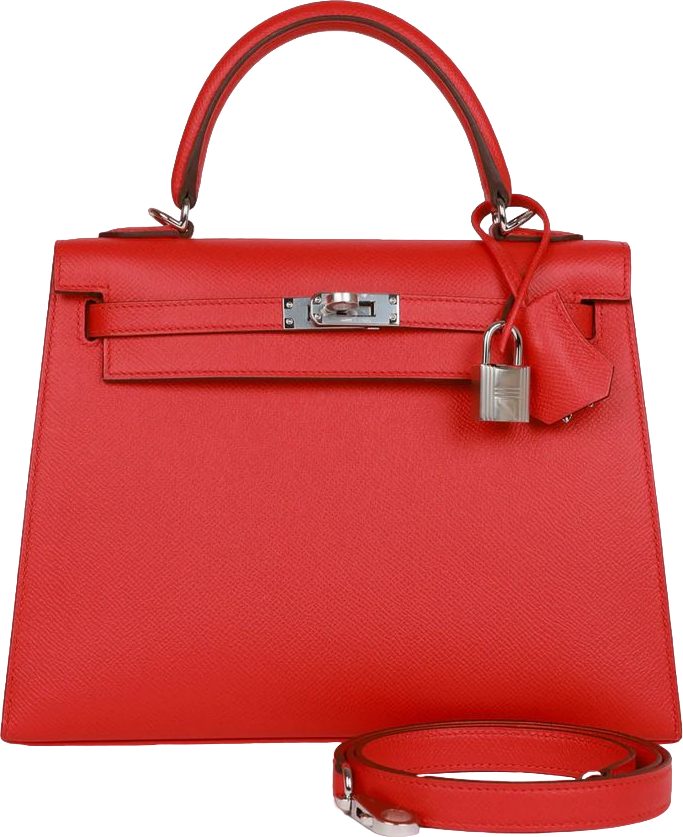 Hermes Kelly Sellier 25 Rouge de Coeur Verso Epsom Palladium Hardware