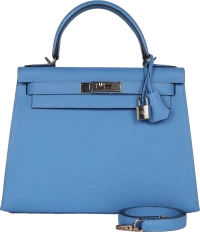 Hermes Kelly Sellier 28 Bleu Azur Epsom Palladium Hardware Hermes Kelly Sellier 28 Bleu Azur Epsom Palladium Hardware