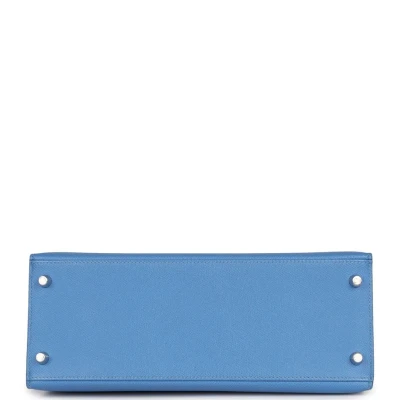 Hermes Kelly Sellier 28 Bleu Azur Epsom Palladium Hardware Hermes Kelly Sellier 28 Bleu Azur Epsom Palladium Hardware