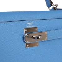 Hermes Kelly Sellier 28 Bleu Azur Epsom Palladium Hardware Hermes Kelly Sellier 28 Bleu Azur Epsom Palladium Hardware