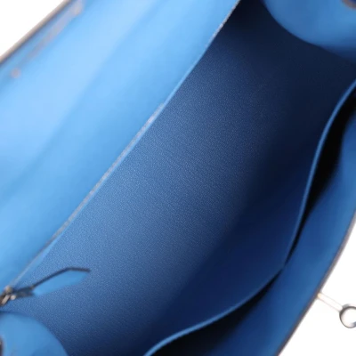 Hermes Kelly Sellier 28 Bleu Azur Epsom Palladium Hardware Hermes Kelly Sellier 28 Bleu Azur Epsom Palladium Hardware