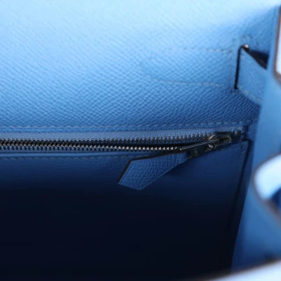 Hermes Kelly Sellier 28 Bleu Azur Epsom Palladium Hardware Hermes Kelly Sellier 28 Bleu Azur Epsom Palladium Hardware