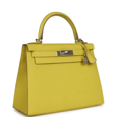 Hermes Kelly Sellier 28 Lime Epsom Palladium Hardware Hermes Kelly Sellier 28 Lime Epsom Palladium Hardware