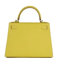 Hermes Kelly Sellier 28 Lime Epsom Palladium Hardware Hermes Kelly Sellier 28 Lime Epsom Palladium Hardware