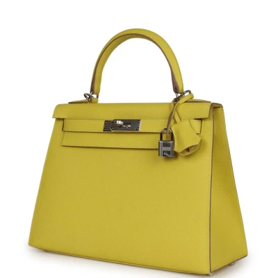 Hermes Kelly Sellier 28 Lime Epsom Palladium Hardware Hermes Kelly Sellier 28 Lime Epsom Palladium Hardware