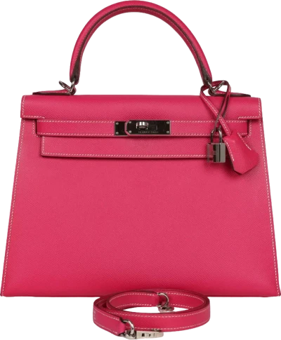 Hermes Kelly Sellier 28 Rose Tyrien Epsom Palladium Hardware Hermes Kelly Sellier 28 Rose Tyrien Epsom Palladium Hardware