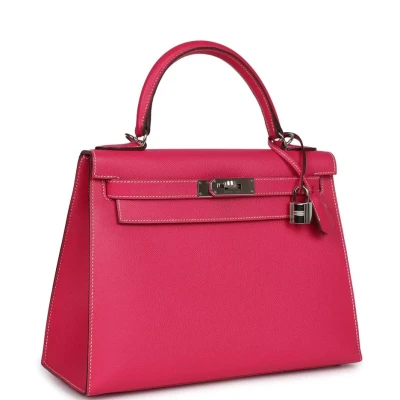 Hermes Kelly Sellier 28 Rose Tyrien Epsom Palladium Hardware Hermes Kelly Sellier 28 Rose Tyrien Epsom Palladium Hardware