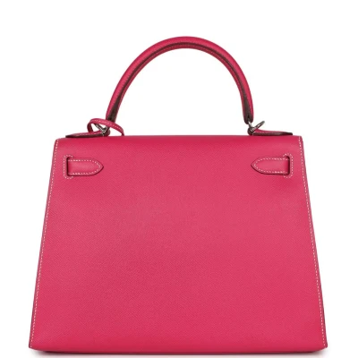 Hermes Kelly Sellier 28 Rose Tyrien Epsom Palladium Hardware Hermes Kelly Sellier 28 Rose Tyrien Epsom Palladium Hardware