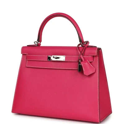 Hermes Kelly Sellier 28 Rose Tyrien Epsom Palladium Hardware Hermes Kelly Sellier 28 Rose Tyrien Epsom Palladium Hardware