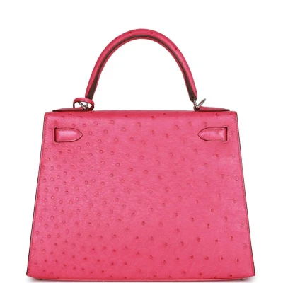 Hermes Kelly Sellier 28 Rose Tyrien Ostrich Palladium Hardware Hermes Kelly Sellier 28 Rose Tyrien Ostrich Palladium Hardware