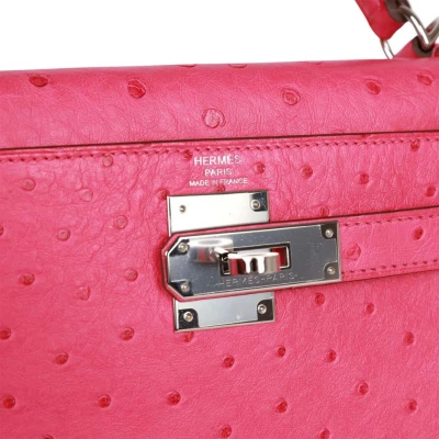 Hermes Kelly Sellier 28 Rose Tyrien Ostrich Palladium Hardware Hermes Kelly Sellier 28 Rose Tyrien Ostrich Palladium Hardware