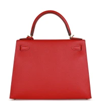 Hermes Kelly Sellier 28 Rouge Casaque Epsom Gold Hardware