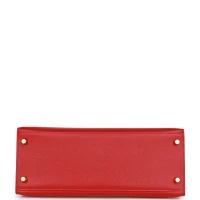 Hermes Kelly Sellier 28 Rouge Casaque Epsom Gold Hardware