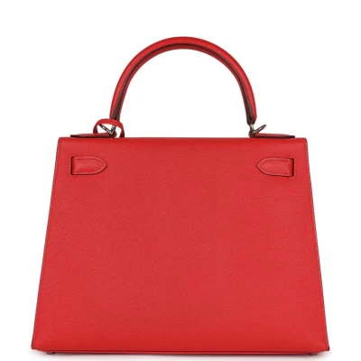 Hermes Kelly Sellier 28 Rouge Tomate Epsom Palladium Hardware