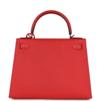 Hermes Kelly Sellier 28 Rouge Tomate Epsom Palladium Hardware