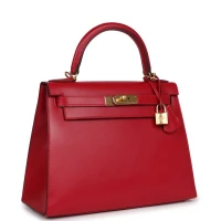 Hermes Kelly Sellier 28 Rouge Vif Tadelakt Gold Hardware Hermes Kelly Sellier 28 Rouge Vif Tadelakt Gold Hardware