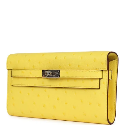 Hermes Kelly To Go Wallet Jaune Citron Ostrich Palladium Hardware Hermes Kelly To Go Wallet Jaune Citron Ostrich Palladium Hardware