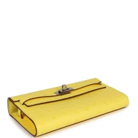 Hermes Kelly To Go Wallet Jaune Citron Ostrich Palladium Hardware Hermes Kelly To Go Wallet Jaune Citron Ostrich Palladium Hardware