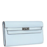 Hermes Kelly Wallet To Go Bleu Brume Palladium Hardware Hermes Kelly Wallet To Go Bleu Brume Palladium Hardware