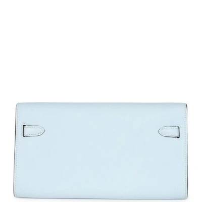 Hermes Kelly Wallet To Go Bleu Brume Palladium Hardware Hermes Kelly Wallet To Go Bleu Brume Palladium Hardware