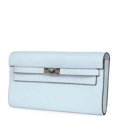 Hermes Kelly Wallet To Go Bleu Brume Palladium Hardware Hermes Kelly Wallet To Go Bleu Brume Palladium Hardware