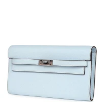 Hermes Kelly Wallet To Go Bleu Brume Palladium Hardware Hermes Kelly Wallet To Go Bleu Brume Palladium Hardware