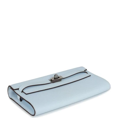 Hermes Kelly Wallet To Go Bleu Brume Palladium Hardware Hermes Kelly Wallet To Go Bleu Brume Palladium Hardware