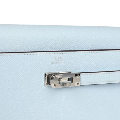 Hermes Kelly Wallet To Go Bleu Brume Palladium Hardware Hermes Kelly Wallet To Go Bleu Brume Palladium Hardware