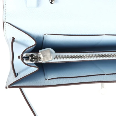 Hermes Kelly Wallet To Go Bleu Brume Palladium Hardware Hermes Kelly Wallet To Go Bleu Brume Palladium Hardware