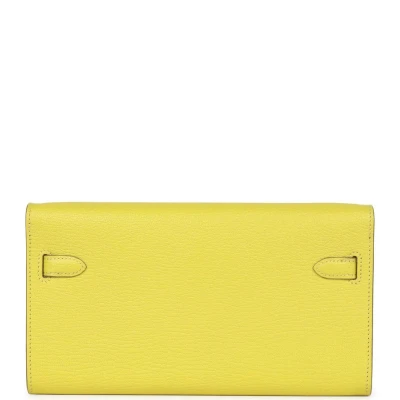 Hermes Kelly Wallet To Go Lime Chevre Palladium Hardware