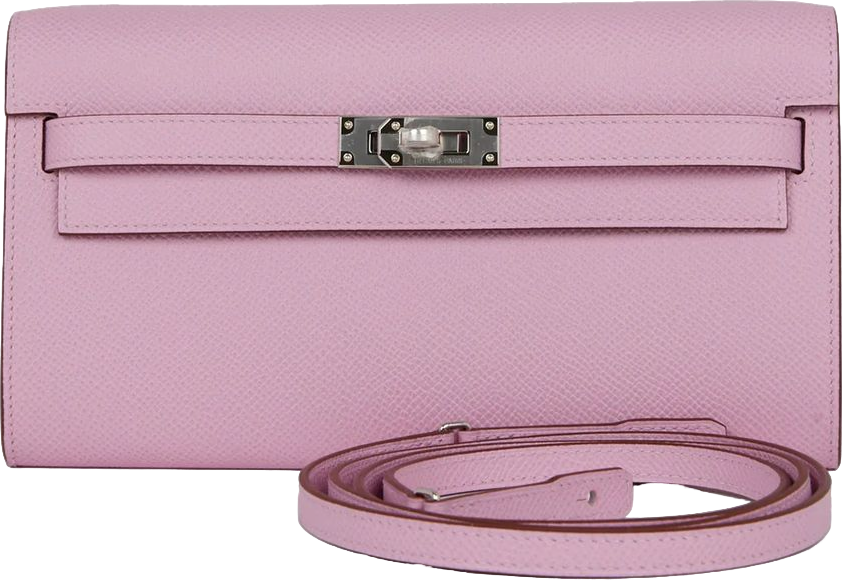 Hermes Kelly Wallet To Go Mauve Sylvestre Epsom Palladium Hardware